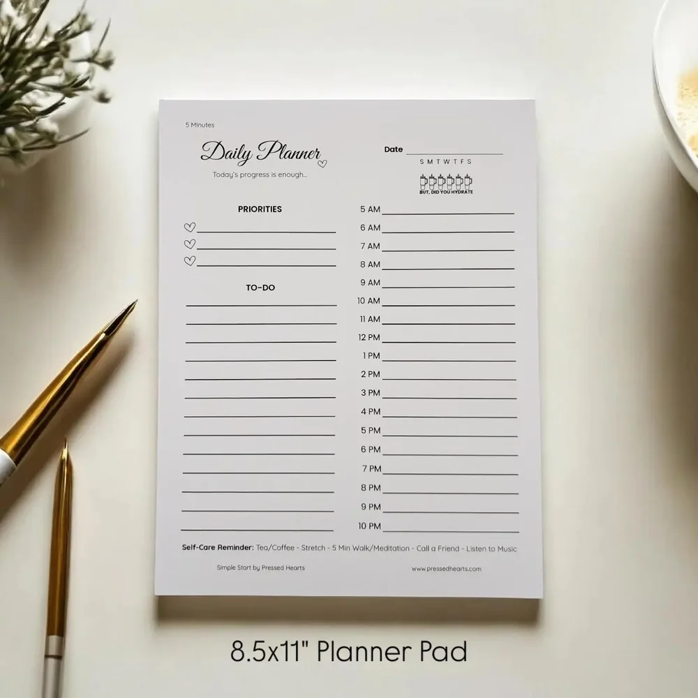 Simple Start Daily Planner Pad, 8.5x11